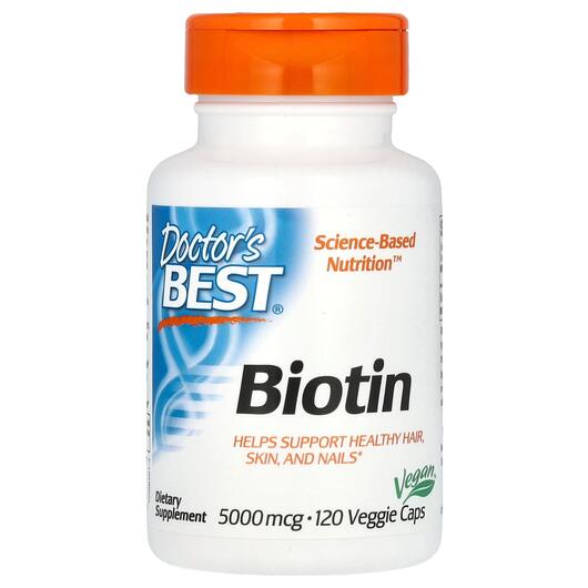 Основное фото товара Doctor's Best, Биотин 5000 мкг, Biotin 5000 mcg, 120 капсул