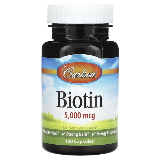 Основное фото товара Carlson, Витамин B7 Биотин, Biotin 5000 mcg, 100 капсул