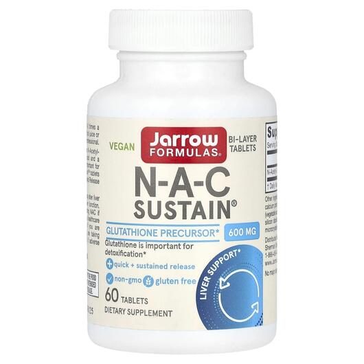 Основное фото товара N-ацетилцистеин, Vegan N-A-C Sustain 600 mg, 60 таблеток