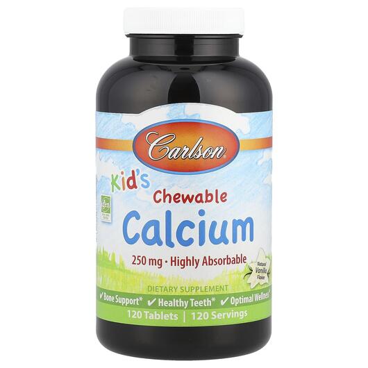 Основное фото товара Carlson, Кальций для детей, Kid's Chewable Calcium, 120 табл