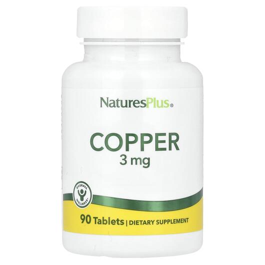 Основное фото товара Natures Plus, Медь 3 мг, Copper 3 mg 90, 90 таблеток