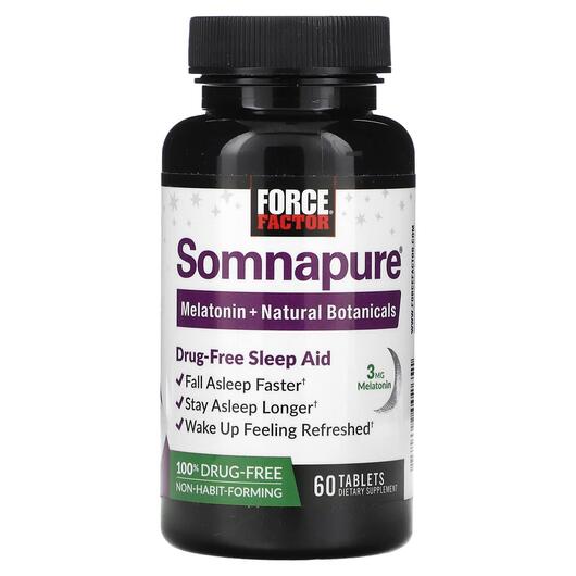 Основное фото товара Force Factor, Мелатонин, Somnapure Natural Sleep Aid, 60 таблеток
