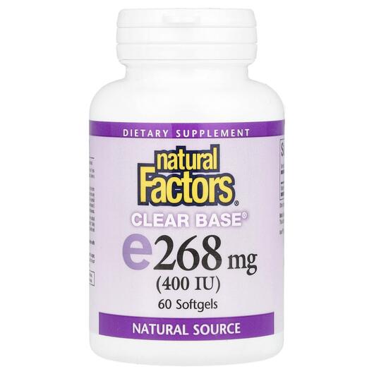 Основное фото товара Vitamin E Clear Base 400 IU, Витамин Е Clear Base 400 МЕ, 60 капс