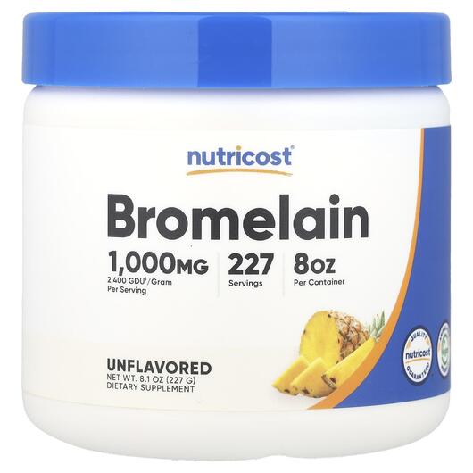 Основное фото товара Nutricost, Бромелайн, Bromelain Unflavored, 227 г