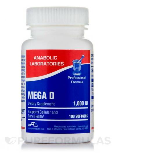 Основне фото товара Anabolic Laboratories, Mega D 1000 IU, Вітамін D3, 100 капсул