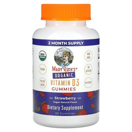 Основное фото товара Витамин D3, Organic Vitamin D3 Gummies Strawberry, 60 таблеток