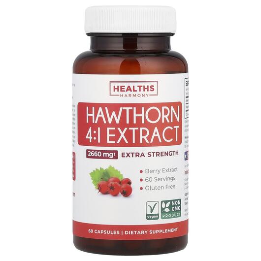 Основное фото товара Боярышник, Hawthorn 4:1 Extract 2660 mg, 60 капсул