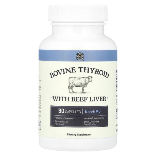 Основное фото товара Поддержка щитовидной, Bovine Thyroid with Beef Liver, 30 капсул