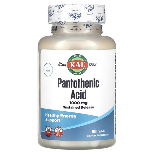 Основное фото товара KAL, Витамин B5 1000 мг, Pantothenic Acid 1000 mg, 100 таблеток