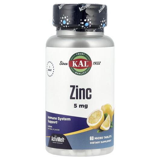Основне фото товара KAL, Zinc Sweet Lemon 5 mg, Цинк 5 мг, 60 таблеток