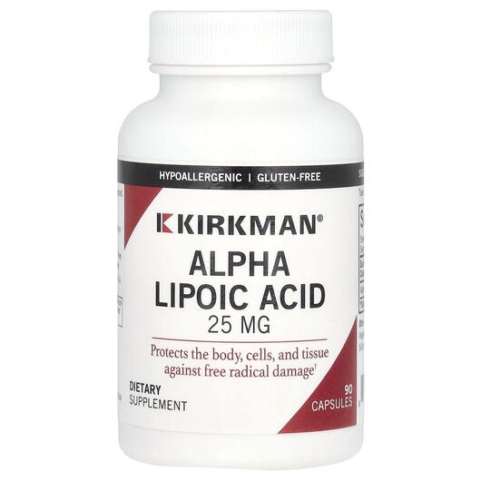 Основное фото товара Kirkman, Альфа-липоевая, Alpha Lipoic Acid 25 mg, 90 капсул