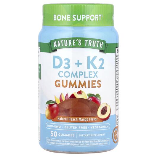 Основное фото товара Vitamins D3+K2 Calcium Natural Peach, Кальций, 50 Vegetarian Gumm