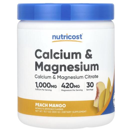 Основное фото товара Nutricost, Кальций, Calcium & Magnesium Peach Mango, 300 г
