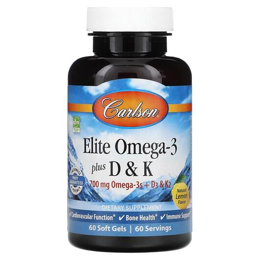 Основне фото товара Elite Omega-3 Plus D & K, Риб'ячий жир Омега-3, 60 капсу