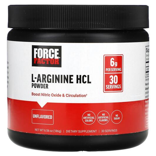 Основное фото товара Force Factor, L-Аргинин, L-Arginine HCL Powder Unflavored, 186 г
