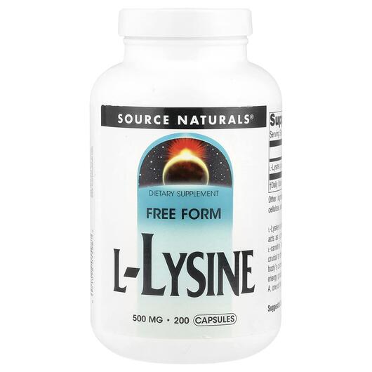Основное фото товара Source Naturals, L-Лизин 500 мг, L-Lysine 500 mg 200, 200 капсул