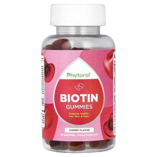 Основное фото товара Phytoral, Витамин B7 Биотин, Biotin Gummies Cherry, 60 таблеток