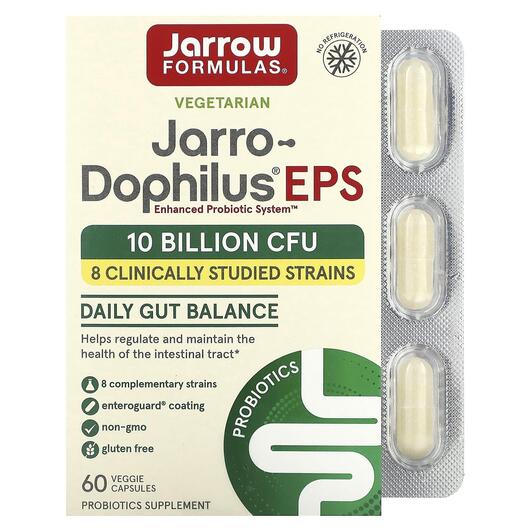 Основне фото товара Jarrow Formulas, Jarro-Dophilus EPS, Пробіотики 5 млрд, 60 капсул