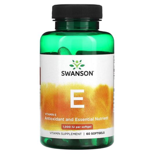 Основное фото товара Swanson, Витамин E Токоферолы, Vitamin E 1000 IU, 60 капсул