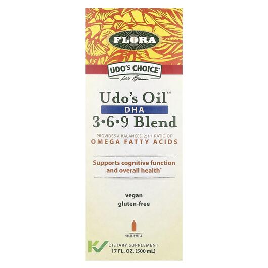 Основное фото товара Flora, Омега 3-6-9, Udo's Oil DHA 3·6·9, 500 м