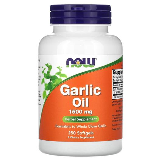 Основное фото товара NOW, Чесночное масло 1500 мг, Garlic Oil 1500 mg, 250 капсул