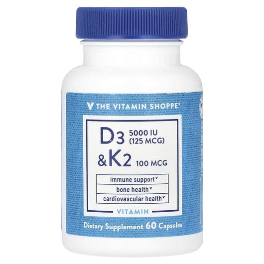 Основное фото товара TheVitaminShoppe, Витамин D3, D3 & K2, 60 капсул