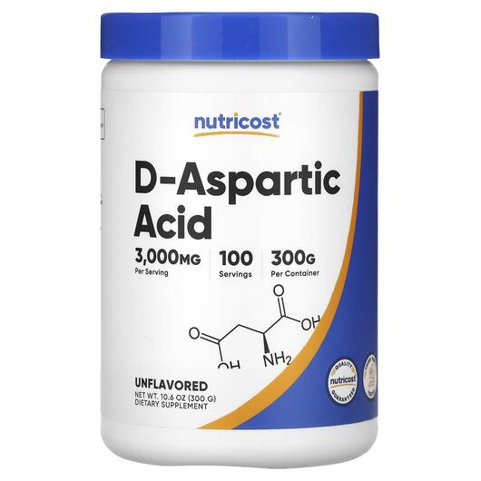 Основне фото товара Nutricost, D-Aspartic Acid Unflavored, Аспартат, 300 г
