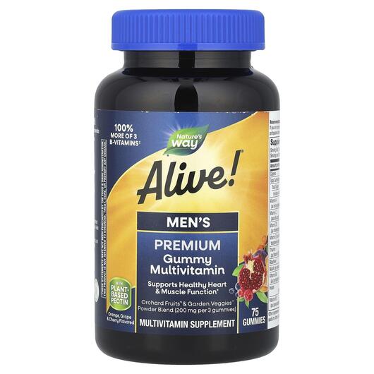 Основное фото товара Alive! Men's Gummy Vitamins Fruit Flavors, Мультивитамины, 7