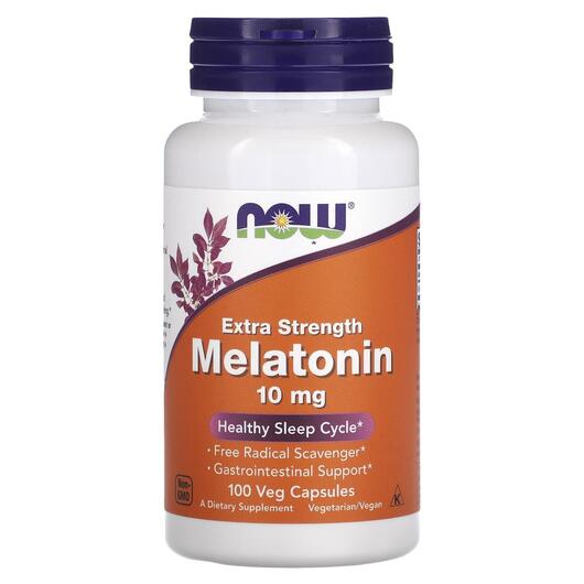 Основное фото товара NOW, Мелатонин 10 мг, Extra Strength Melatonin 10 mg, 100 капсул