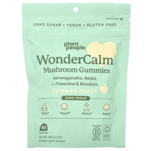 Основное фото товара Грибы, WonderCalm Mushroom Gummies Summer Peach, 60 таблеток