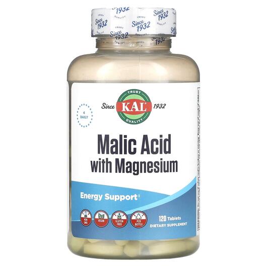 Основное фото товара Malic Acid with Magnesium, Яблочная кислота с магнием, 120 таблет