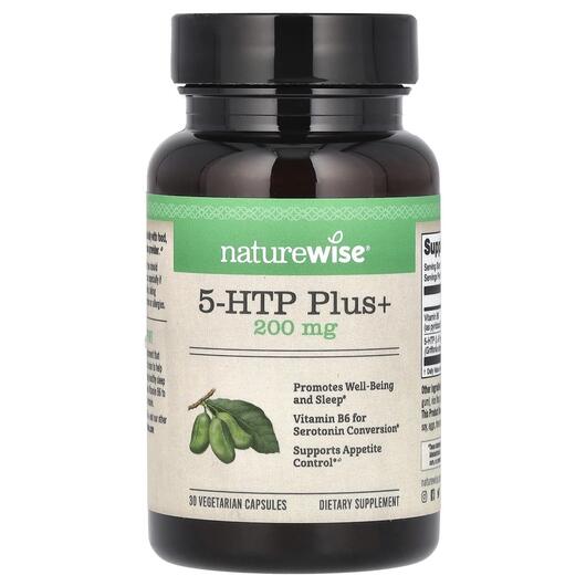 Основное фото товара Naturewise, 5-гидрокситриптофан, 5-HTP Plus+ 200 mg, 30 капсул