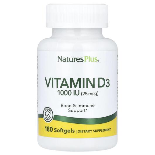 Основное фото товара Витамин D3 1000 МЕ, Vitamin D3 1000 IU 180, 180 капсул