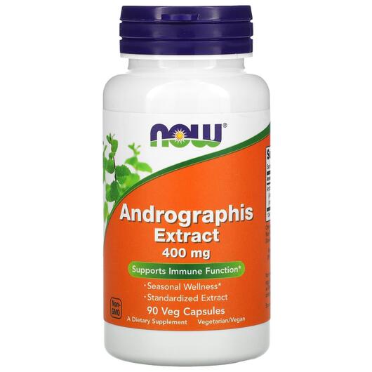 Основное фото товара NOW, Андрографис 400 мг, Andrographis Extract, 90 капсул