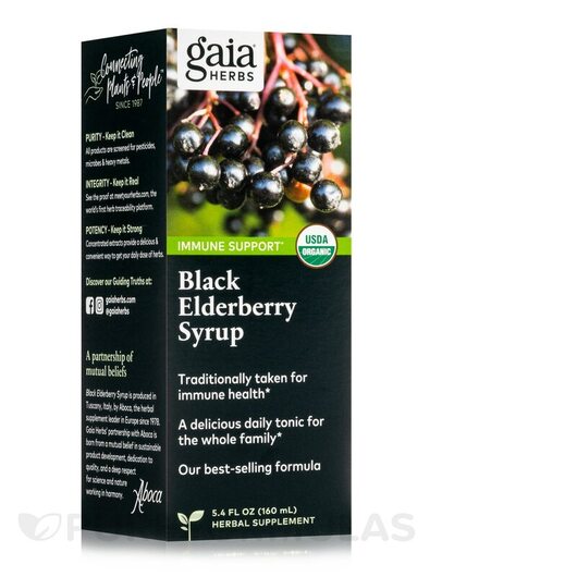 Основное фото товара Gaia Herbs, Сироп из Бузины, Black Elderberry Syrup, 160 мл