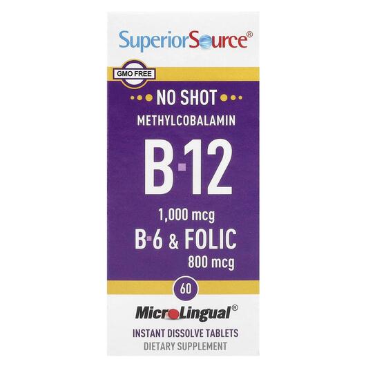 Основное фото товара Methylcobalamin B-12 B-6 & Folic Acid, Метилкобаламин B12, 60