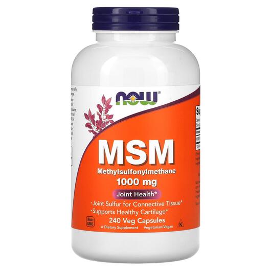 Основное фото товара NOW, МСМ 1000 мг, MSM 1000 mg, 240 капсул