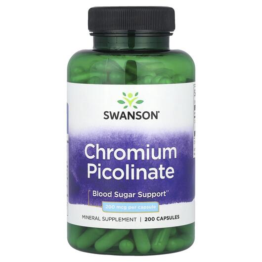 Основное фото товара Swanson, Хром, Chromium Picolinate 200 mcg, 200 капсул