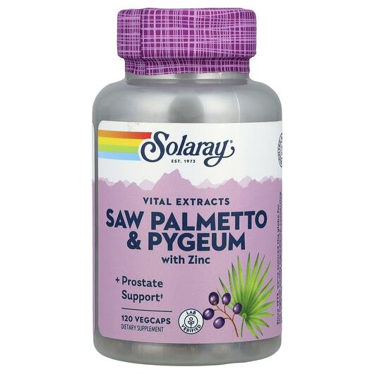 Основне фото товара Solaray, Pygeum & Saw Palmetto, Пальмето, 120 капсул