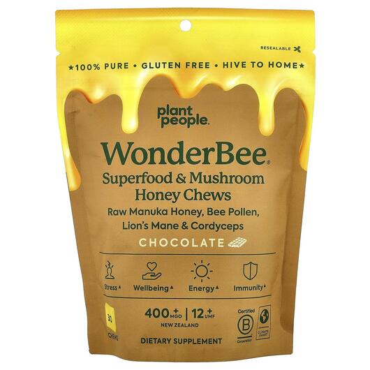 Основное фото товара WonderBee Superfood & Mushroom Honey Chews Chocolate, Суперфу