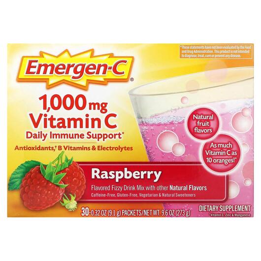 Основное фото товара Emergen-C, Витамин C, 1000 mg Vitamin C Raspberry, 30 шт