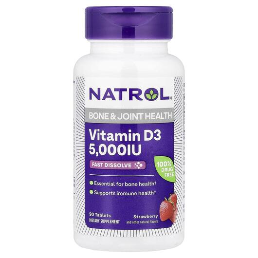 Основное фото товара Vitamin D3 Fast Dissolve Strawberry Flavor, Витамин D3, 90 таблет