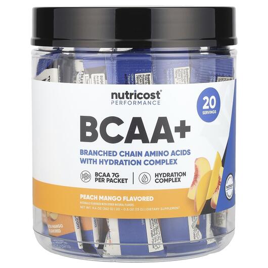 Основное фото товара Nutricost, БЦАА, Performance BCAA+ Peach Mango, 20 шт