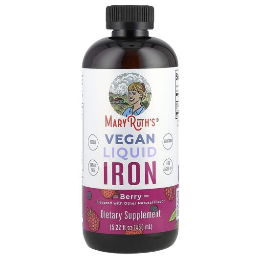 Основное фото товара MaryRuth's, Железо, Vegan Liquid Iron Berry, 450 мл