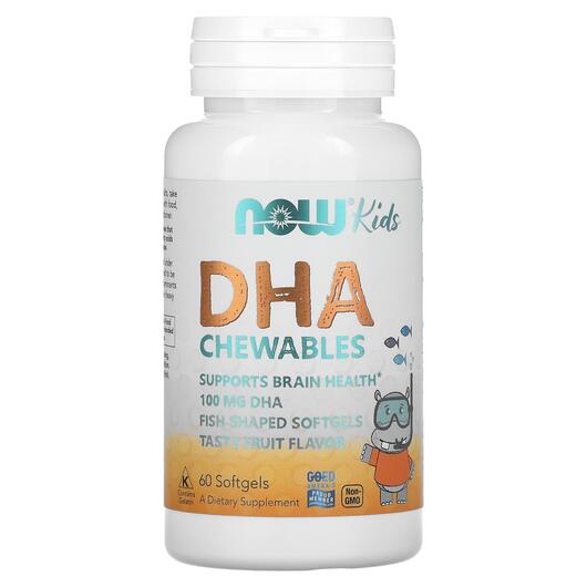 Основное фото товара NOW, ДГК для детей, Kid's Chewable DHA, 60 капсул