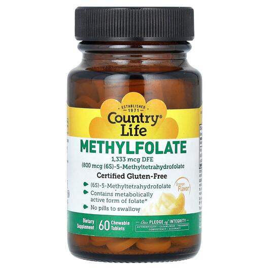 Основное фото товара Метилфолат, Methylfolate Orange Flavor 800 mcg, 60 Smooth Melts