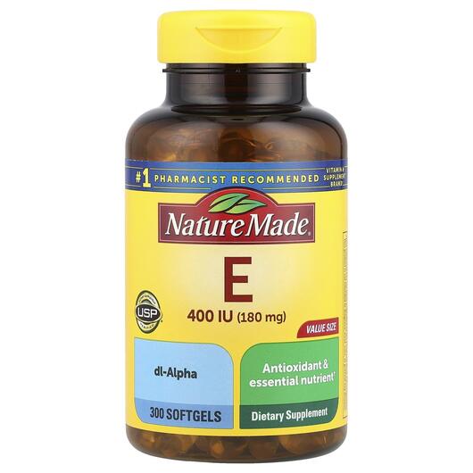 Основное фото товара Витамин E Токоферолы, Vitamin E 180 mg 400 IU, 300 капсул