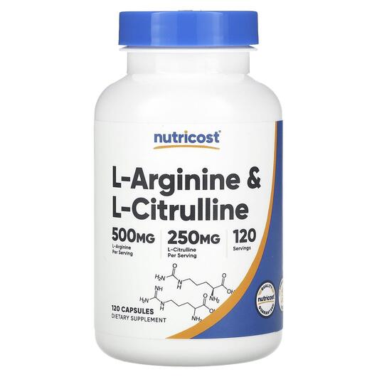 Основное фото товара Nutricost, L-Аргинин, L-Arginine & L-Citrulline, 120 капсул