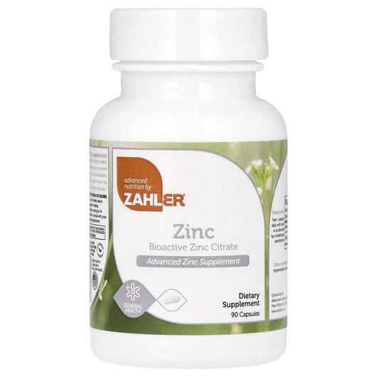 Основное фото товара Zahler, Цинк Цитрат, Bioactive Zinc Citrate, 90 капсул