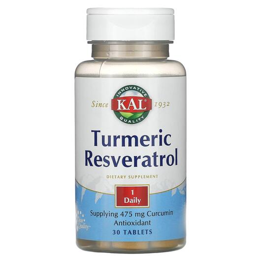 Основное фото товара KAL, Экстракт корня куркумы, Turmeric Resveratrol, 30 таблеток